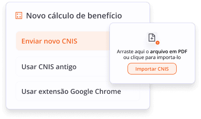 Demonstração de opções dentro de cálculos previdenciários