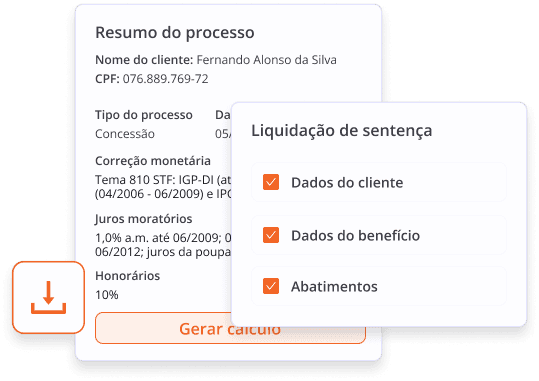 Demonstração de opções dentro de cálculos previdenciários