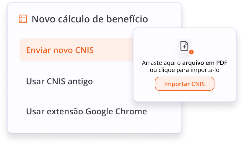 Demonstração de opções dentro de cálculos previdenciários