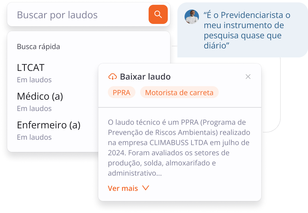 Demonstração de features de laudos