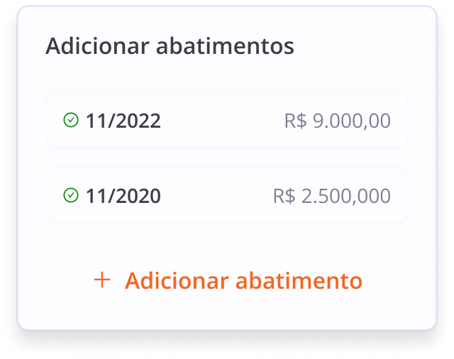 Demonstração de adição de abatimentos