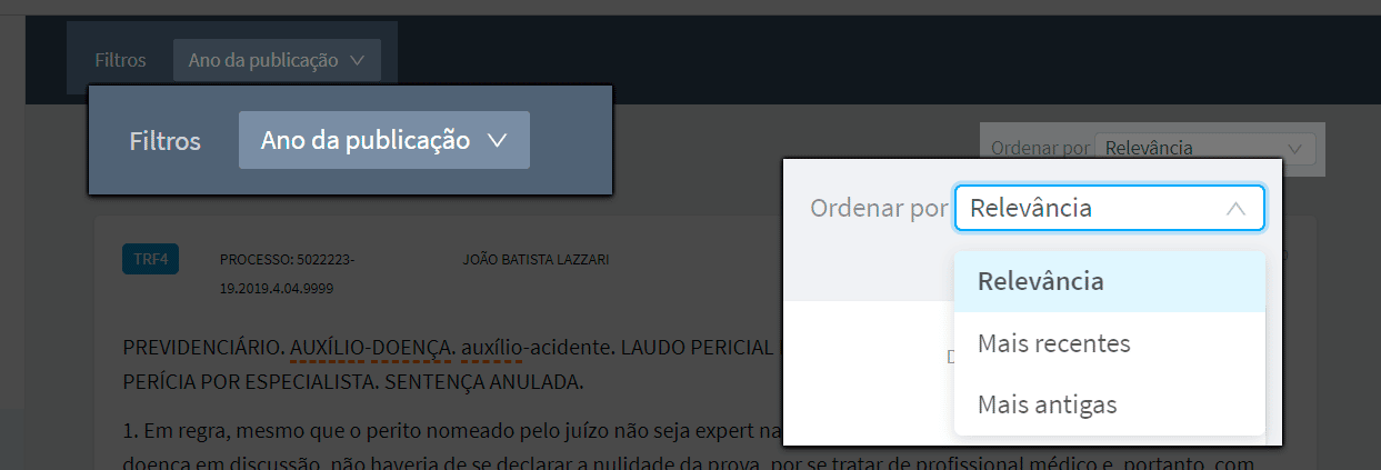 Busca de jurisprudência - Filtros e Ordenação - Previdenciarista